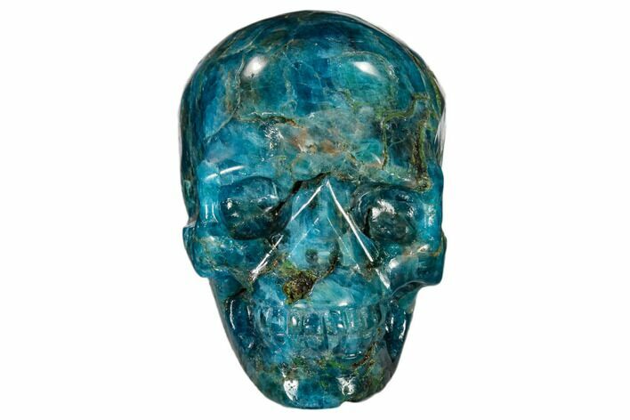 Polished, Bright Blue Apatite Skull - Madagascar #118091